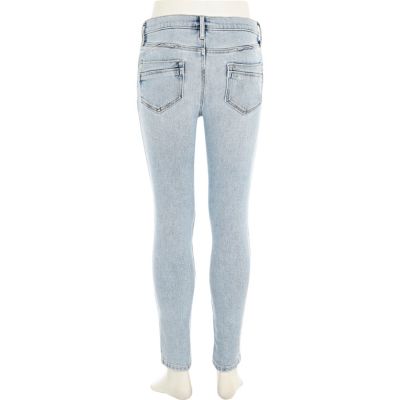 Blue scribbled quote Amelie skinny jeans